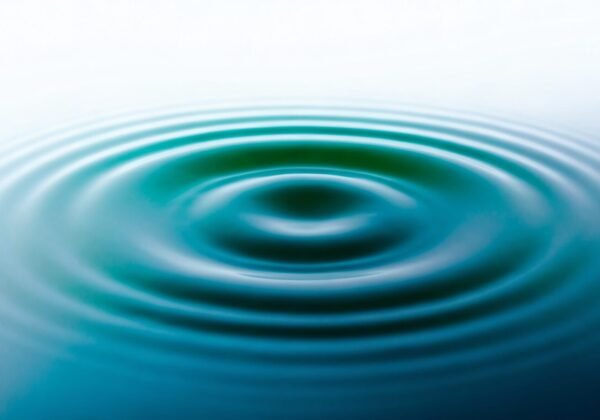 Concentric ripple rings spreading outward across a still pale blue surface